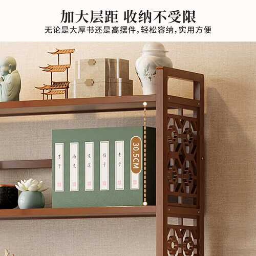 新中式带抽博古架家用简易多层书架多功能客厅摆件展示柜茶具茶柜