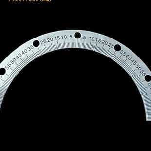 中分半圆刻度盘角度盘圆尺不锈钢刻度尺量角器机械配件/142x110x2
