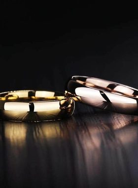 男士戒指情侣对戒玫瑰金婚戒钨金不掉色k金钨钢素圈指环女尾戒潮