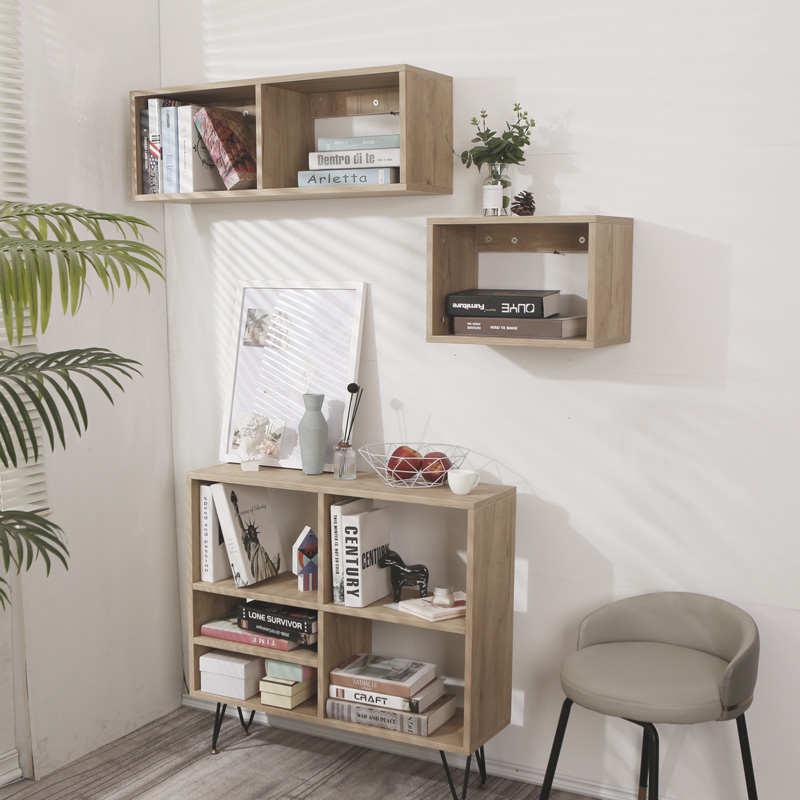 实木壁挂书架墙上置物网红简约现代搁板多L层收纳壁架床头吊柜书