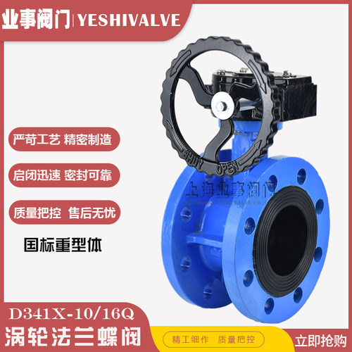 D341X-10/16Q软密封手动涡轮法兰蝶阀DN100 150 200 250 300 400
