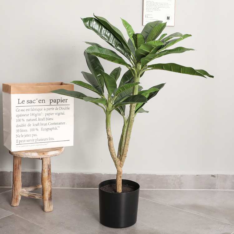 北欧大型家居装饰仿真树盆栽摆设 商场橱窗仿真花假花带叶鸡蛋花
