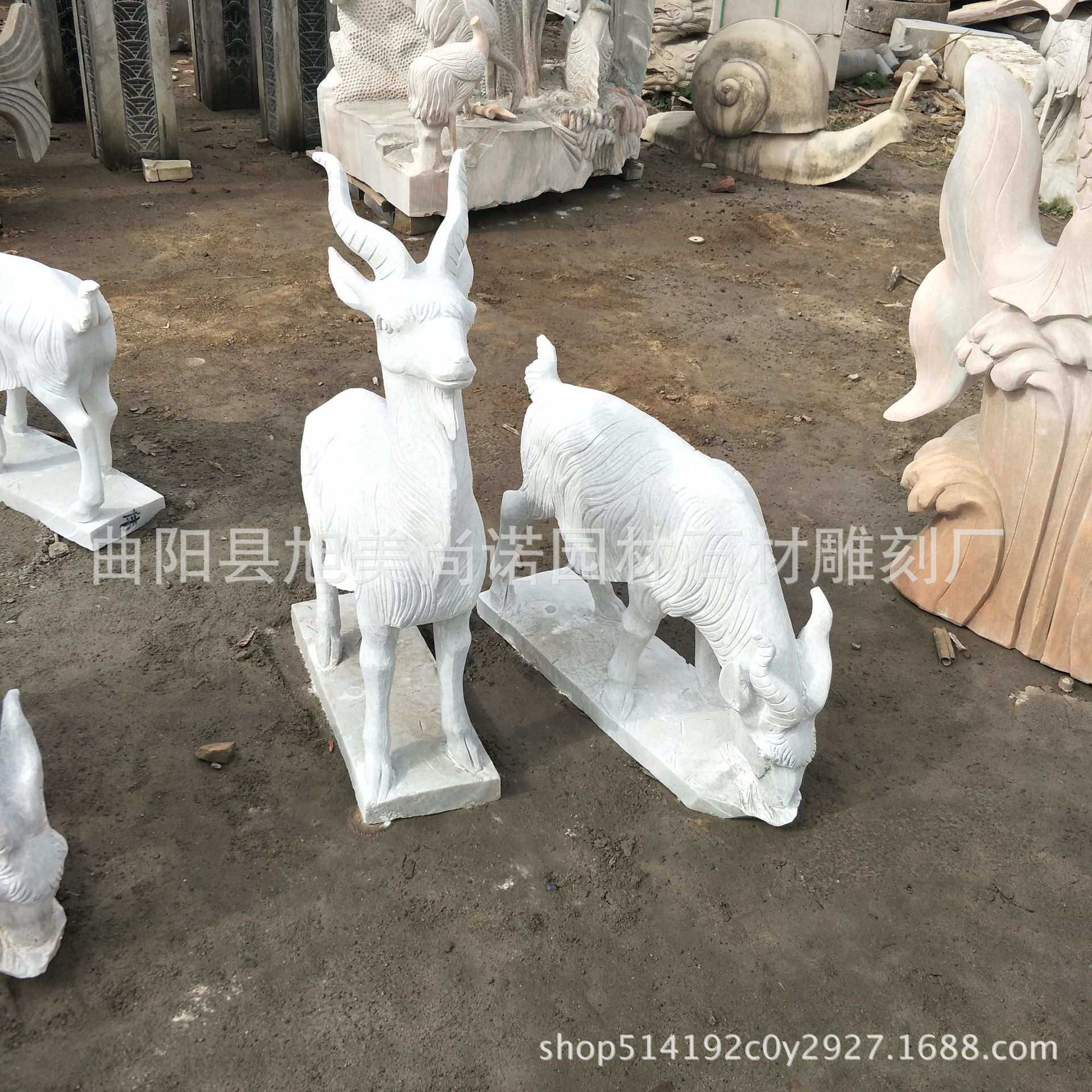 厂家供应石雕小羊 石雕山羊绵羊 三羊开泰 园林羊群雕塑摆件