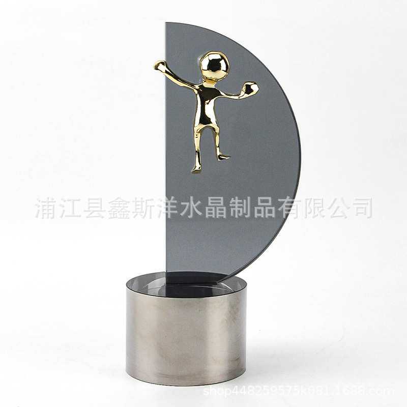 轻奢百搭船帆小金人水晶摆件名宿别墅客厅玄关桌面家居家饰装饰品