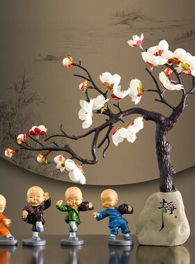 创意中式小和尚家居客厅玄关摆件桌面超市货架顶层装饰品陈列道具