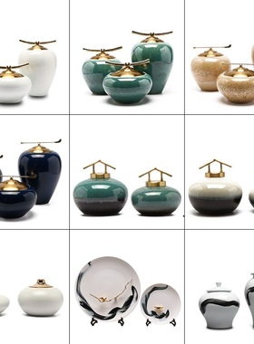 新中式禅意陶瓷罐子摆件现代简约样板房间客厅玄关工艺品家居摆设