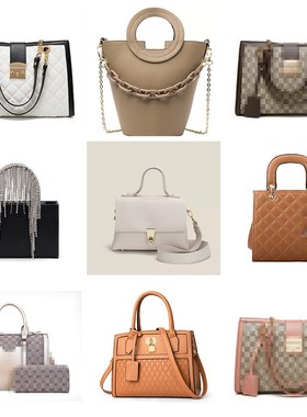 样板房女士包包衣帽间摆件衣柜装饰品黑色流苏手提包水桶包手拿包