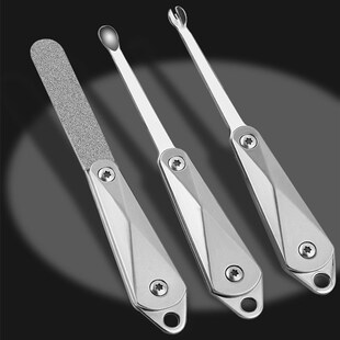 磨甲锉双面不锈钢指甲锉刀掏耳勺去死H皮叉推美甲打磨条清洁三套