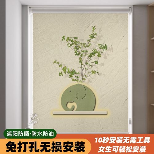 窗帘遮光2024新款免打孔安装卷帘卷拉式卫生间遮挡帘升降窗户神器