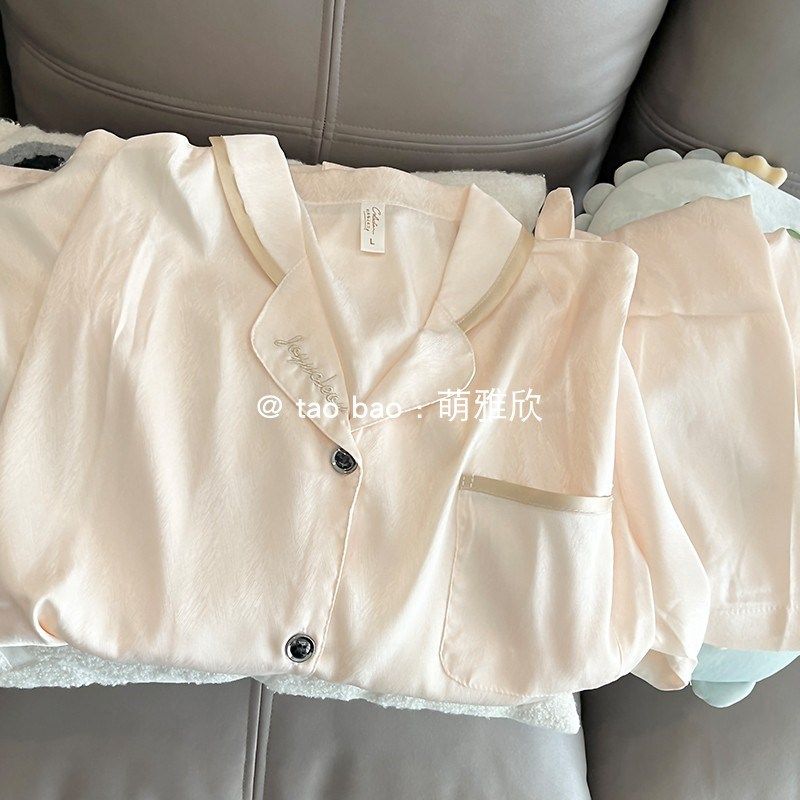 杏色睡衣女款夏季冰丝短袖短裤套装学生韩版简约休闲可外穿家居服,女士内衣/男士内衣/家居服,睡衣/家居服套装,淘宝优惠券,粉丝福利购,淘宝优惠卷