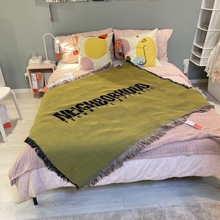 橄榄绿小众休闲毯小清新沙发毯民宿装饰布置床盖巾午睡小毯子盖腿