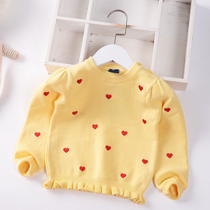 宝宝毛衣春秋款单层薄款肩扣女童套头线衣不起球中小童圆领打底衫