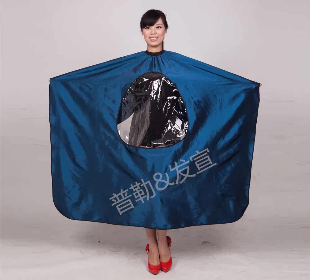 包邮理发美发围布挂扣式加大发廊成人高档防水专业理发衣透明窗口