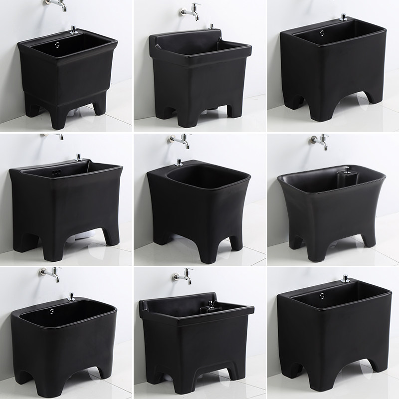 阳台家用拖把盆高脚黑色桶陶瓷拖把池大号户外拖布池卫生间拖布盆,家装主材,拖把池,淘宝优惠券,粉丝福利购,淘宝优惠卷