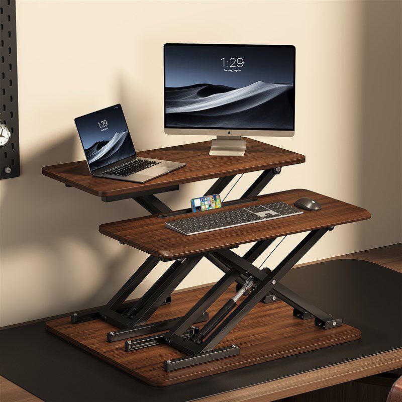 站立式电脑架升降办公桌面支架工作台增高架折叠可调节站着工作电