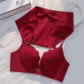 小胸聚拢结婚新K娘本命年套装 红色内衣女2024新款 爆款 收副乳文胸