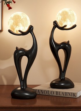 福鹿创意卡通夜灯家用客厅卧室书房玄关桌面装饰摆件乔迁新居礼物