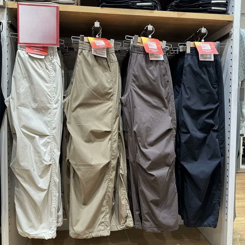 试衣间秋冬款保暖休闲长裤阔感裤松紧宽松百搭工装伞兵裤女470732