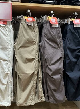 试衣间秋冬款保暖休闲长裤阔感裤松紧宽松百搭工装伞兵裤女470732