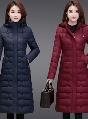 中老年轻薄款羽绒棉衣女中长款过膝棉服女2021新款棉袄女冬装外套
