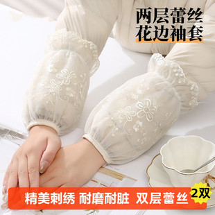 蕾丝袖套秋冬季白色羽绒服专用女士袖头F防脏隐形2023新款儿童护