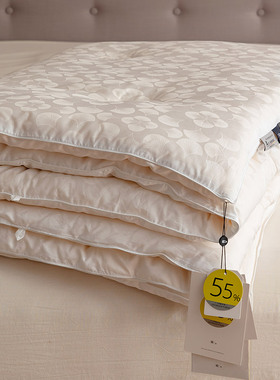 100支匹马棉全棉55大豆被春秋被提花加厚保暖冬被单双Z人被芯柔软