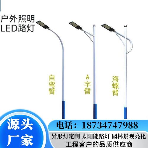 户外100W200W市电路灯5v米6米8米路灯杆高杆led超亮新农村道路路