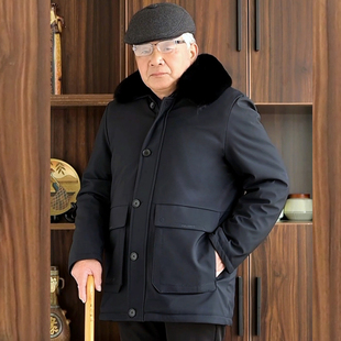90岁多口袋棉袄爸爸 外套胖老60 老年人加绒棉衣男中长版 爷爷冬装
