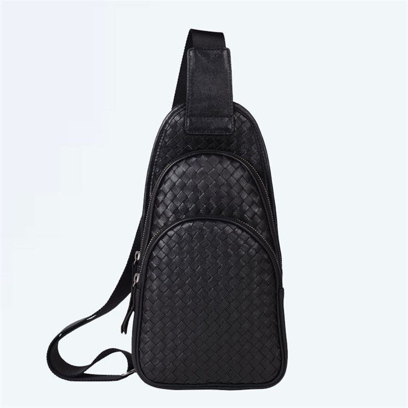 真皮胸包纯手工编织羊皮单肩斜挎包羊皮男女士中性胸包旅行包男包