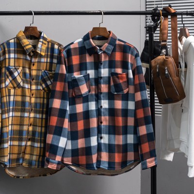 保暖厚实!过冬神器!冬季男士柔软摇粒绒加绒衬衫式外套大码衬衣