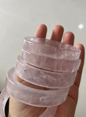 粉水晶方镯手镯公主镯粉幽灵手链手串镯子女款