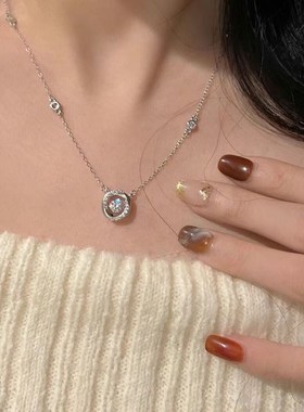 莫比乌斯环999纯银项链女士轻奢小众2024新款爆款跳动的心锁骨链