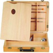 带插笔功能 油画箱油画工具箱手提箱写生画箱 榉木意式 手提油画箱