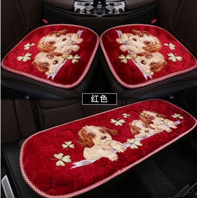 冬季汽车坐垫保暖三件套通用免捆绑B短毛绒防滑无靠背座垫2021新