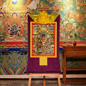 裱画烫金镀金画心挂件装 藏村 装 中式 饰挂画小号 西方极乐世界唐卡