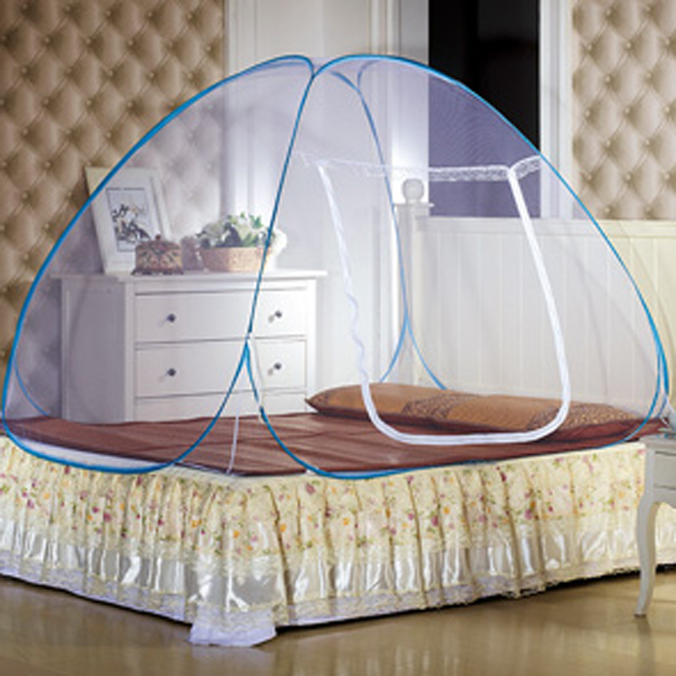 免安装蒙古包折叠拉链蚊帐q有底学生魔术钢丝防蚊帐1.2 /1.5/1.8
