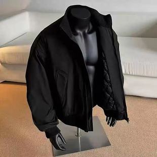 黑色cleanfit飞行夹克棉服男款冬季加厚立领棒球服高级感棉衣外套