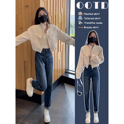 牛仔裤女2025春秋新款梨形身材小个子高腰显瘦显高百搭哈伦裤