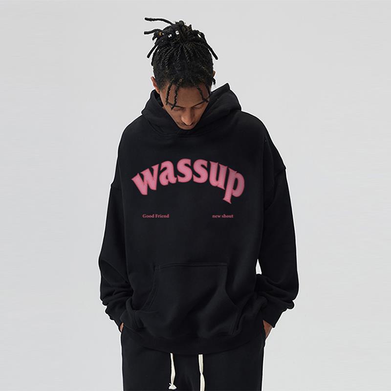 WASSUP国潮牌卫衣男女装美式重磅连帽衫套头上衣外套春秋冬季加绒