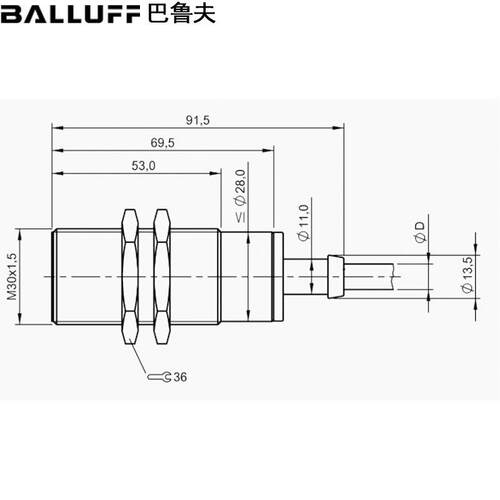 巴7鲁夫ES02HB系列耐温圆柱型感应式传1感器BES 516-14巴鲁夫-SA1