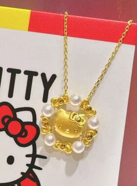三丽鸥凯蒂猫珍珠蝴蝶结项链女