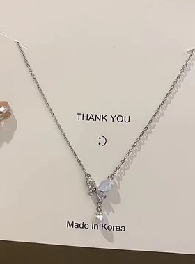 蓝色蝴蝶珍珠项链女百搭小众设计感锁骨链轻奢颈链精致学生闺蜜