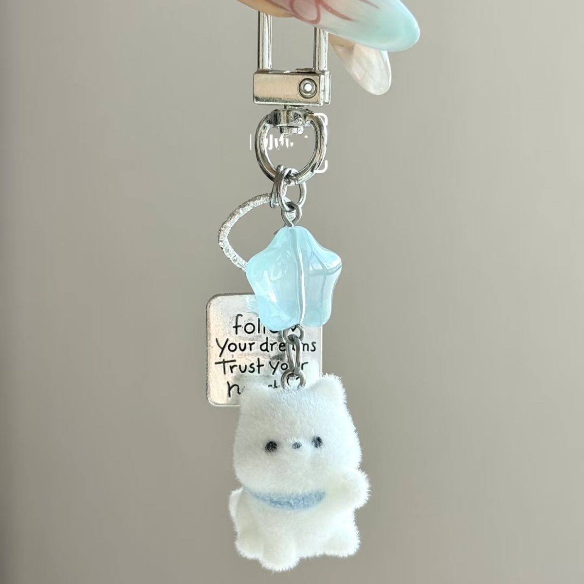 摘星星的小狗可爱植绒钥匙扣学生