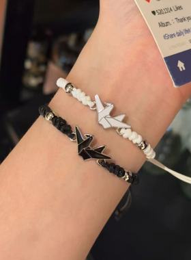 千纸鹤编织平安喜乐手链小众白鸽