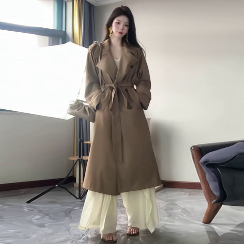 卡其色风衣外套女中长版2