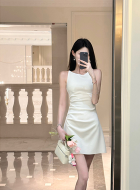 钱安安长短款法式简约黑色白色吊带小礼服气质修身洋装裙子女装