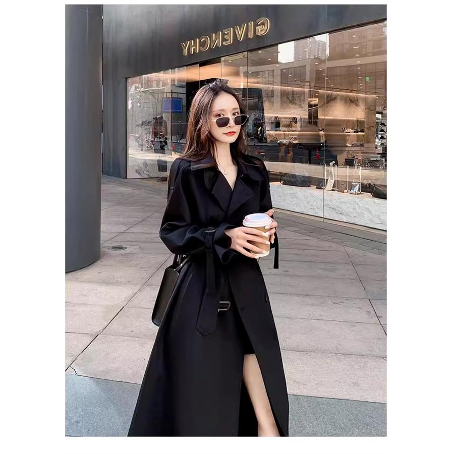 高个子黑色风衣外套女宽