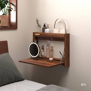 妆台化妆镜壁挂形尺寸挂隐墙式 书桌278梳收纳办公桌化妆桌小悬浮