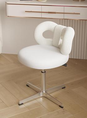 降旋化妆凳奶转升30975卧油风化妆椅室蝴蝶结梳妆凳网红美甲靠背