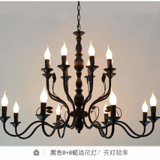 美式乡村客厅灯欧式铁艺吊灯卧室灯酒店民宿蜡烛餐厅灯卧室灯烛台